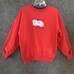 M&C Sportswear Cat Appliqué Sweatshirt Mock Neck Women M